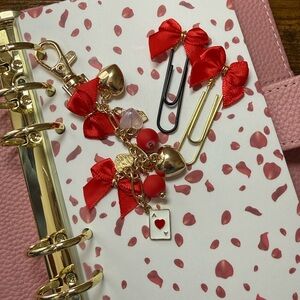 Elegant Pink and Gold Binder Charm with matching paperclips